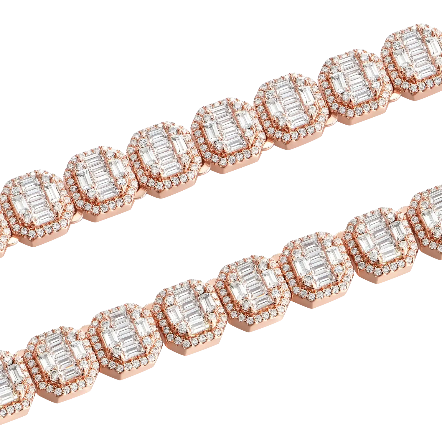 Women's Baguette Clustered Tennis Chain - 8mm