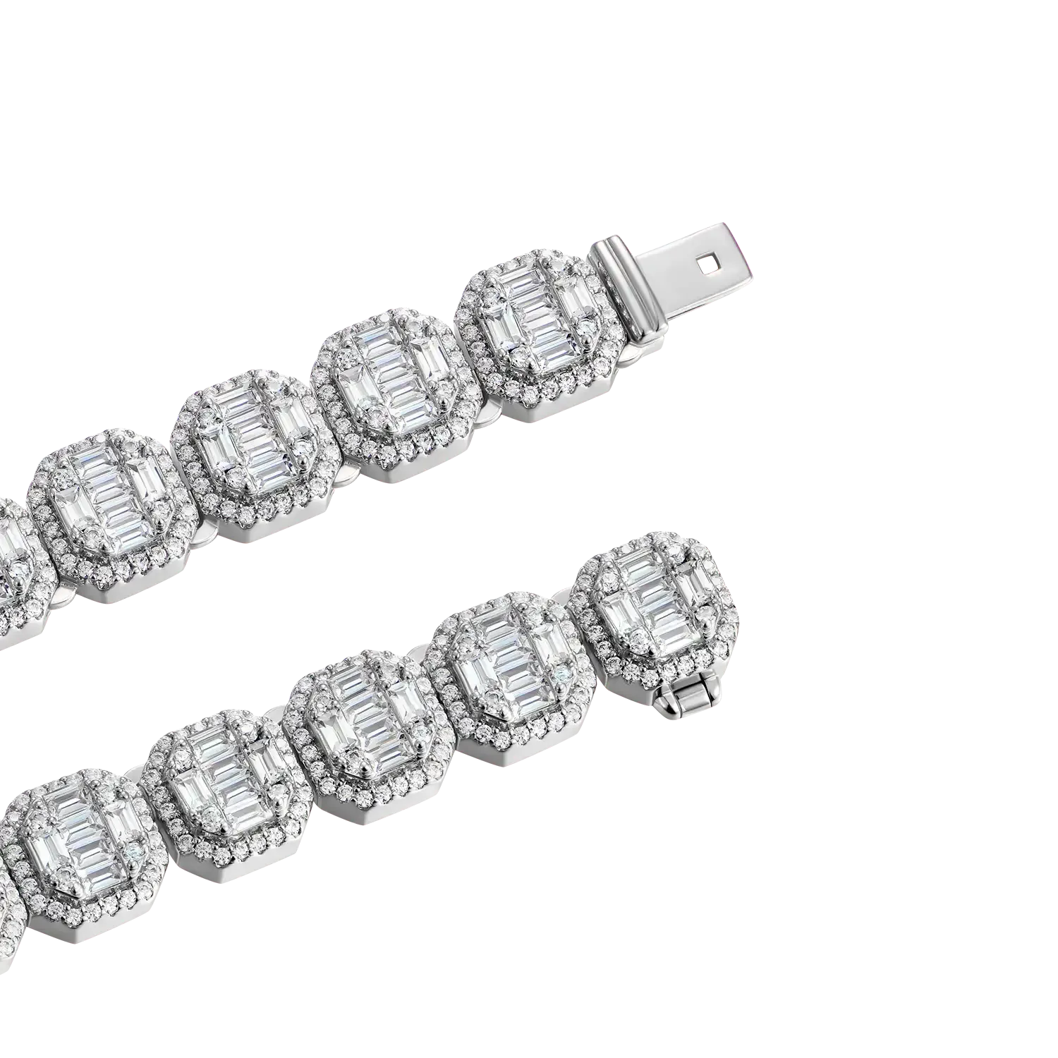 Women's Baguette Clustered Tennis Chain - 8mm