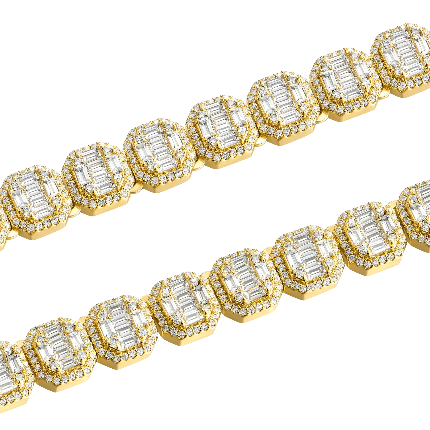 Women's Baguette Clustered Tennis Chain - 8mm