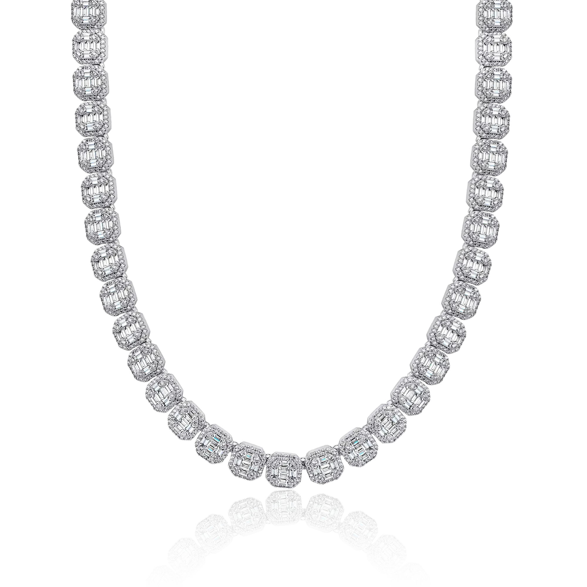 Women's Baguette Clustered Tennis Chain - 8mm