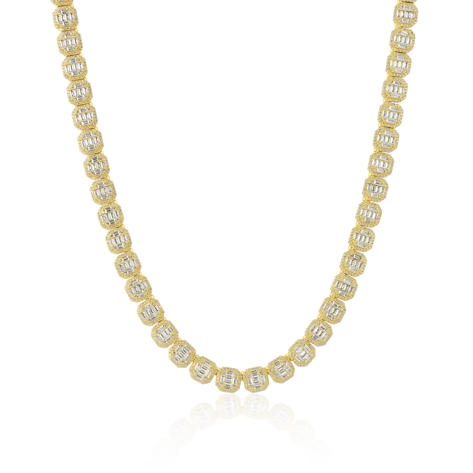 Women's Baguette Clustered Tennis Chain - 8mm
