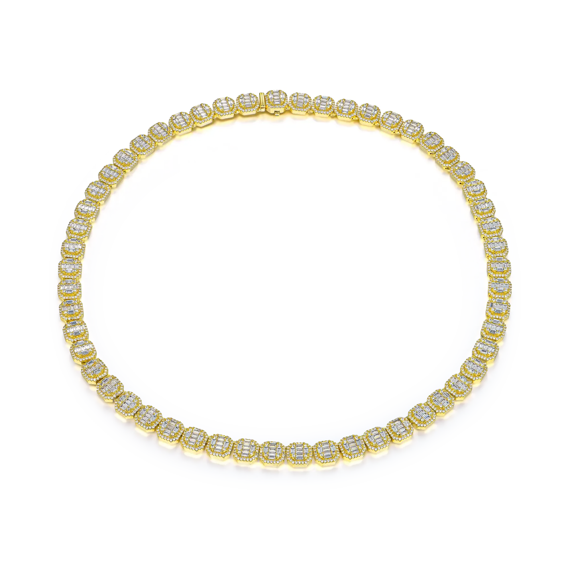 Women's Baguette Clustered Tennis Chain - 8mm
