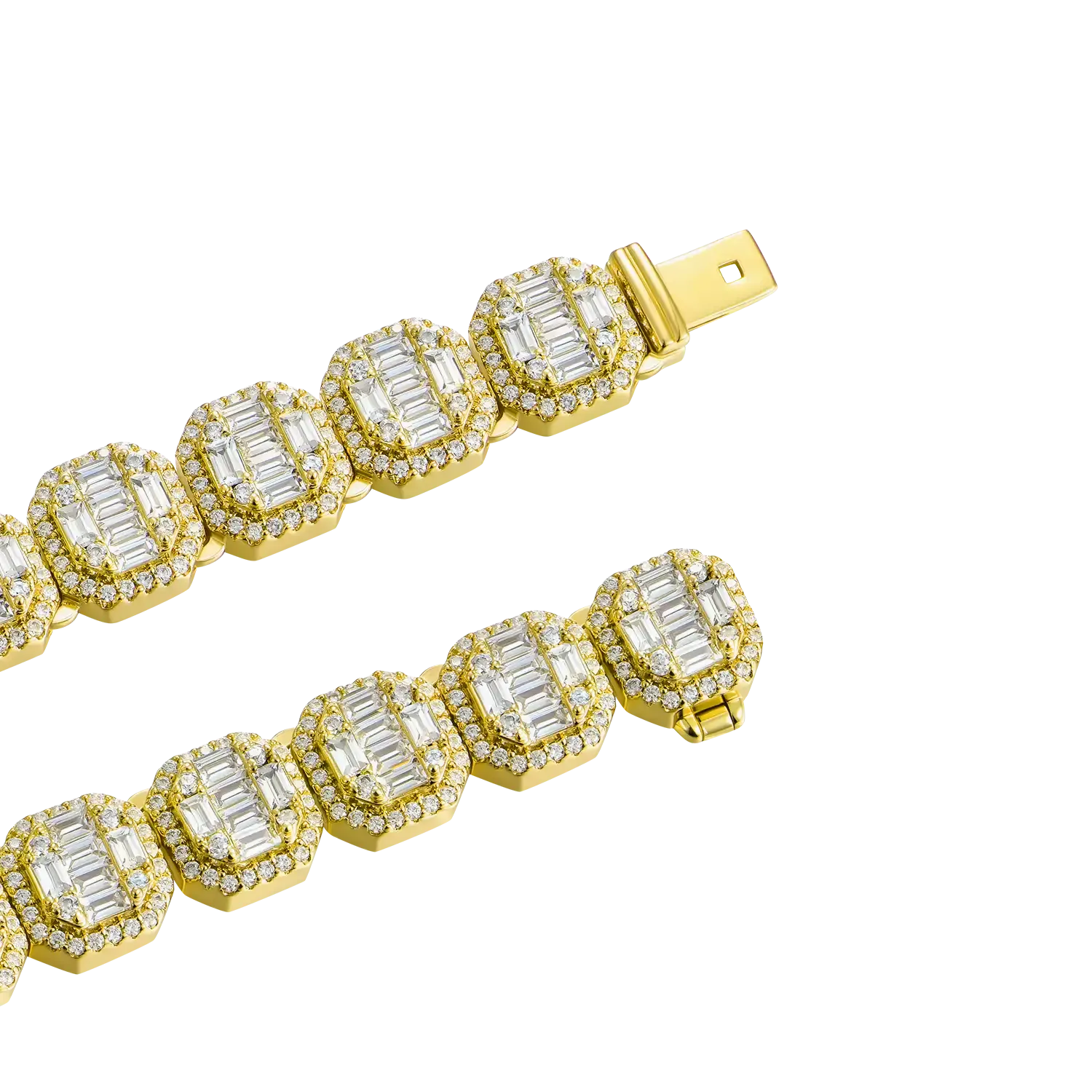 Women's Baguette Clustered Tennis Chain - 8mm