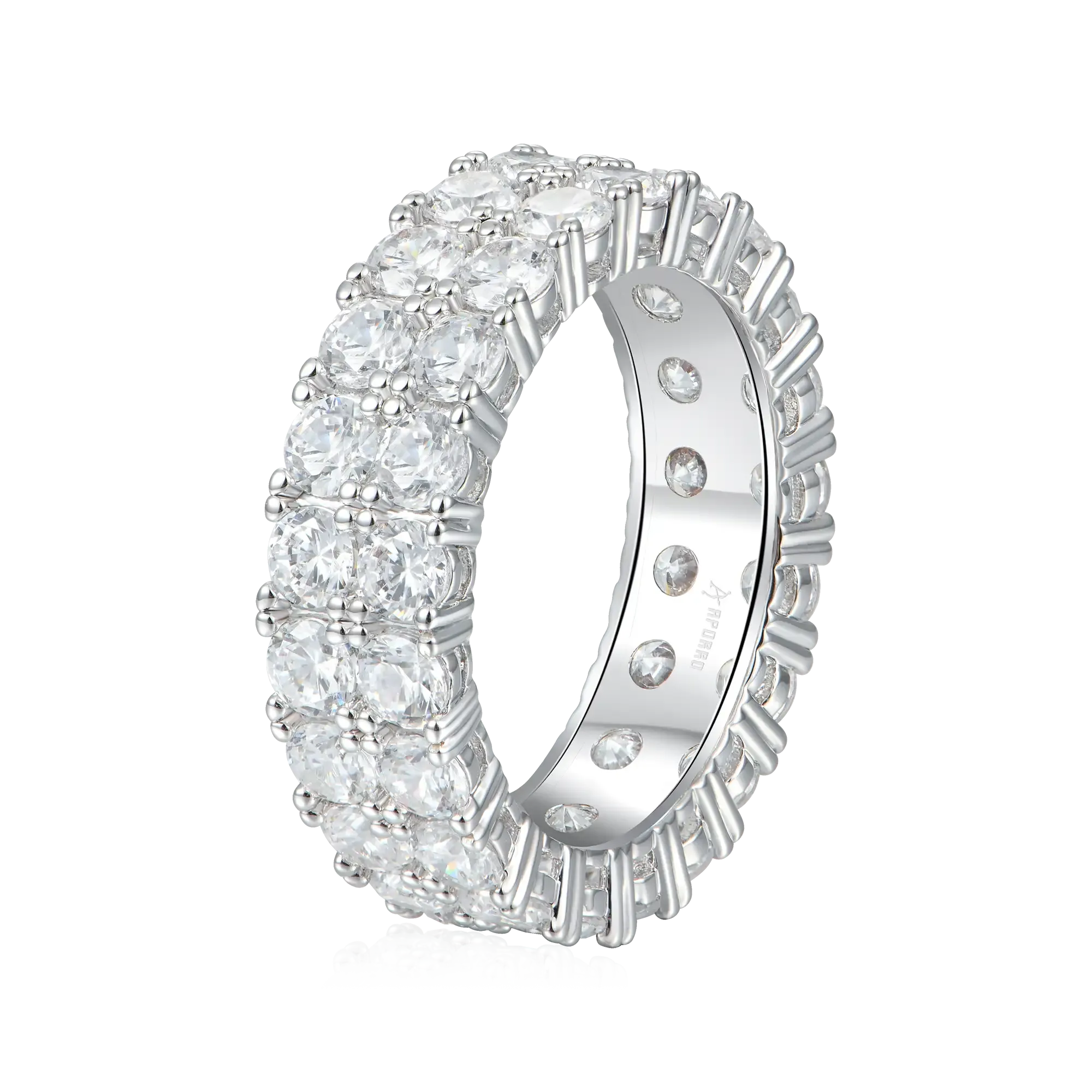 Women's Iced Double Row Tennis Ring - 6mm