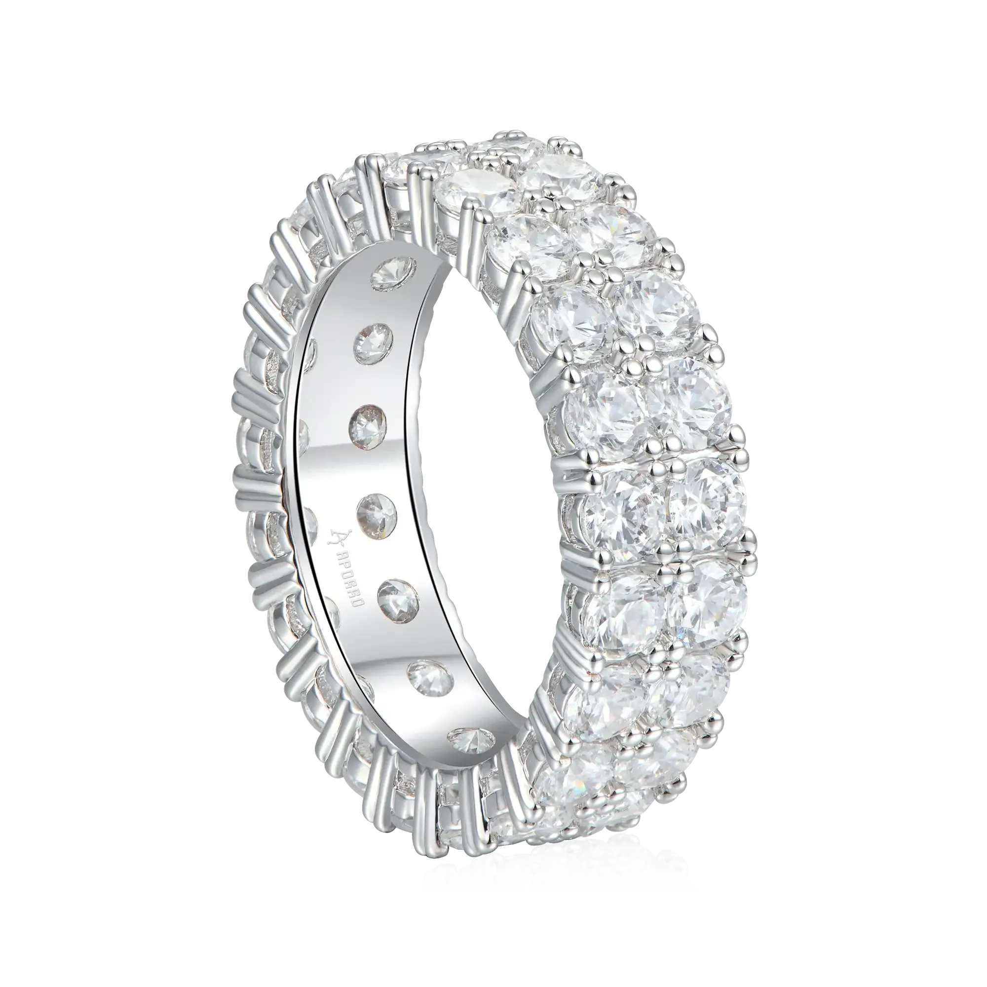 Women's Iced Double Row Tennis Ring - 6mm