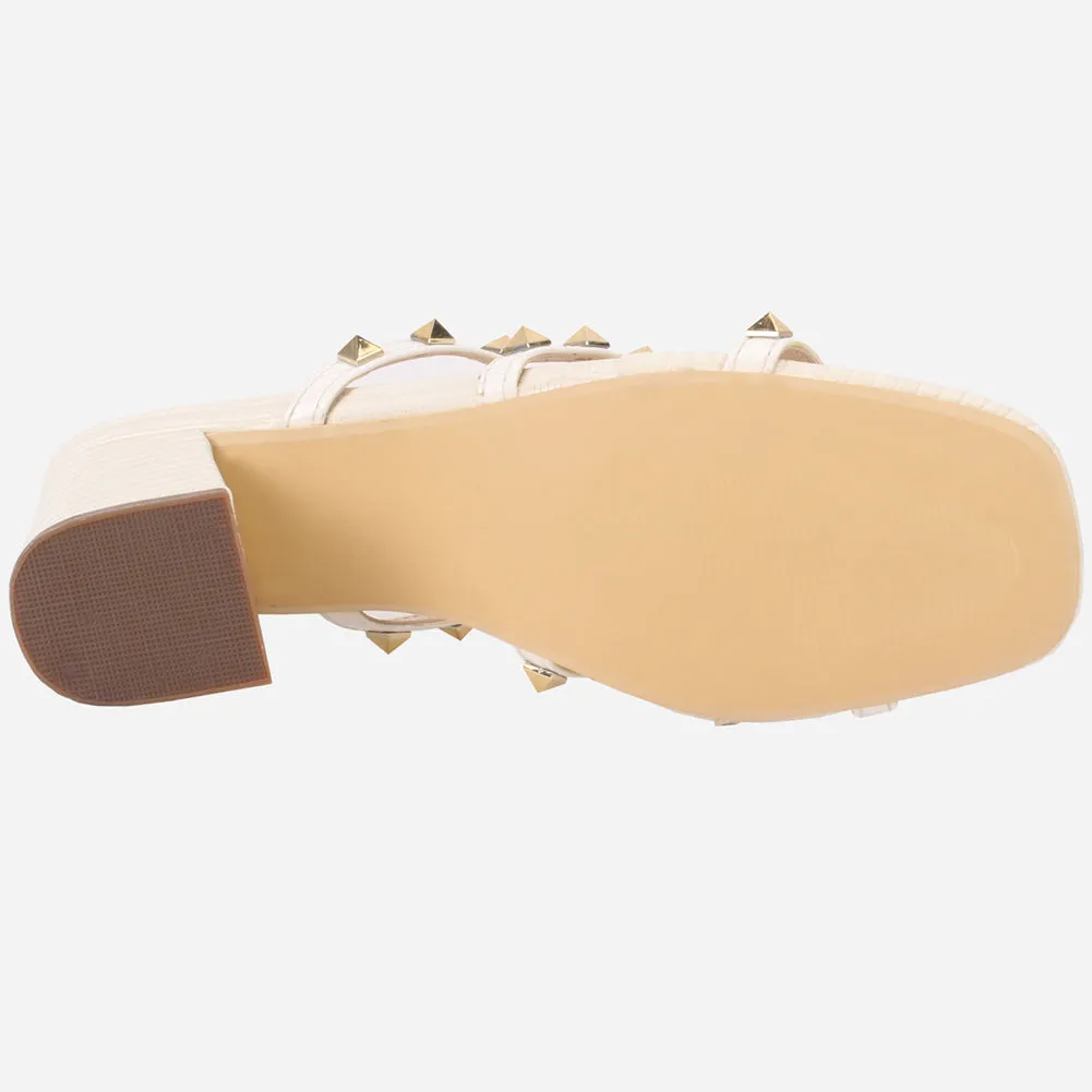 Women's "LISACONE" Stud Adorned Block Heeled Sandals