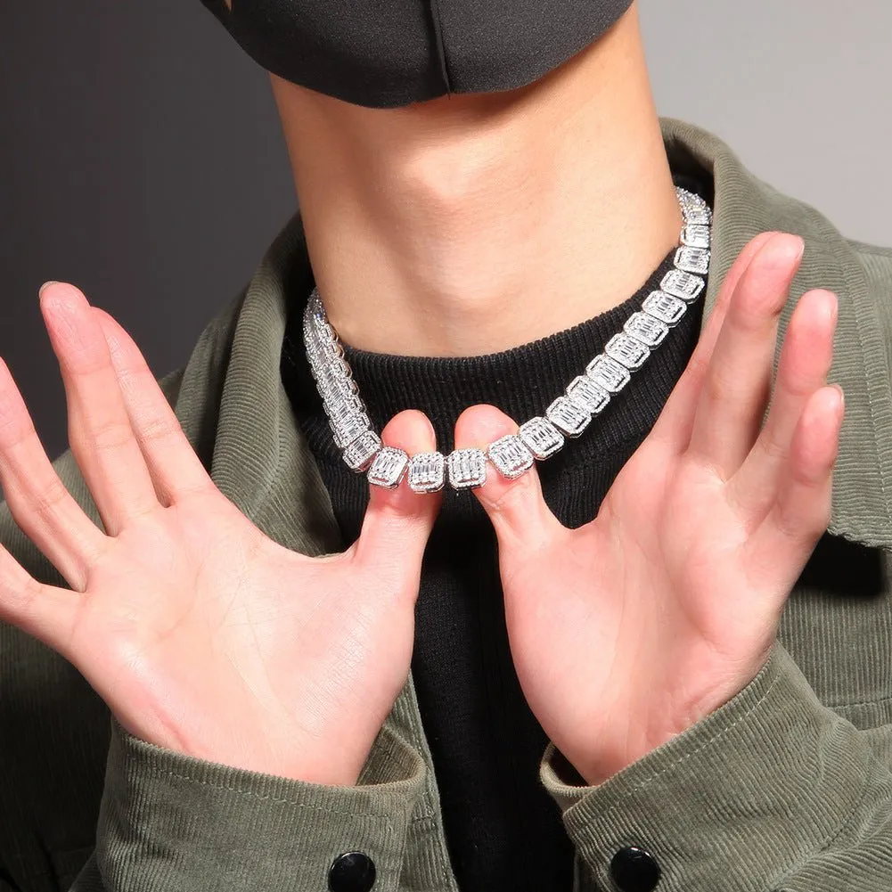 Woowooh Square Clustered Tennis Chain with Colorful CZ Stones