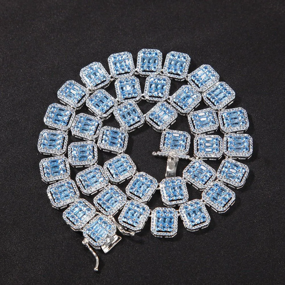 Woowooh Square Clustered Tennis Chain with Colorful CZ Stones