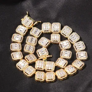 Woowooh Square Clustered Tennis Chain with Colorful CZ Stones